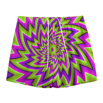 Green Big Bang Moving Optical Illusion Mesh Shorts