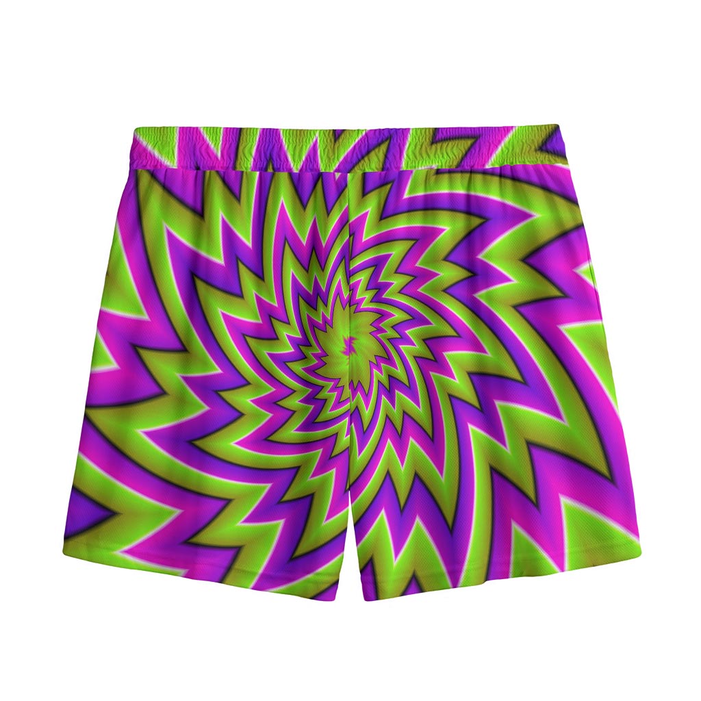 Green Big Bang Moving Optical Illusion Mesh Shorts