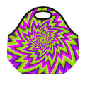 Green Big Bang Moving Optical Illusion Neoprene Lunch Bag