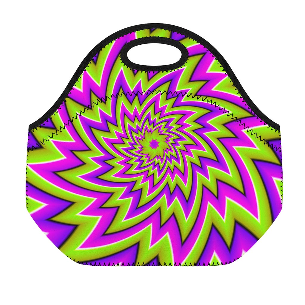 Green Big Bang Moving Optical Illusion Neoprene Lunch Bag