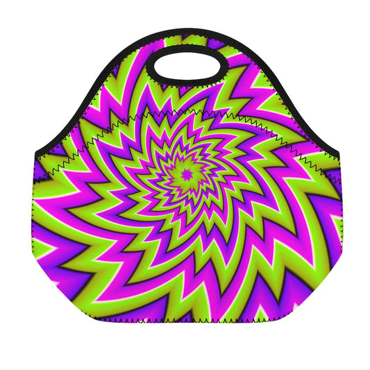 Green Big Bang Moving Optical Illusion Neoprene Lunch Bag