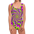 Green Big Bang Moving Optical Illusion One Piece Swimsuit