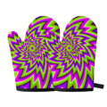 Green Big Bang Moving Optical Illusion Oven Mitts