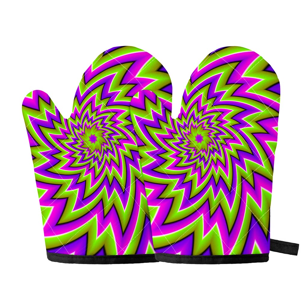 Green Big Bang Moving Optical Illusion Oven Mitts