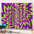Green Big Bang Moving Optical Illusion Pencil Pleat Curtains