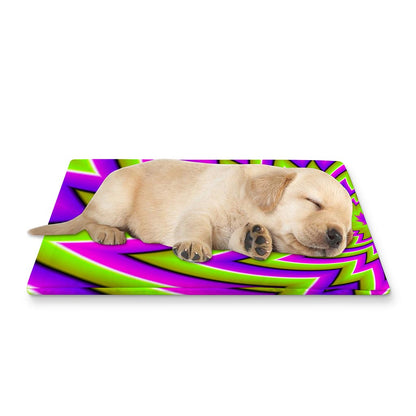 Green Big Bang Moving Optical Illusion Pet Cooling Mat Cover