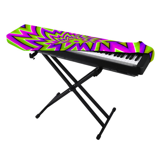 Green Big Bang Moving Optical Illusion Piano Keyboard Cover