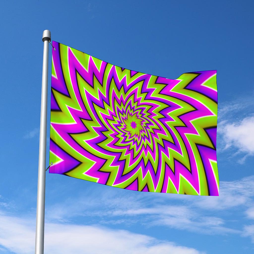 Green Big Bang Moving Optical Illusion Polyester Flag