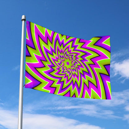 Green Big Bang Moving Optical Illusion Polyester Flag