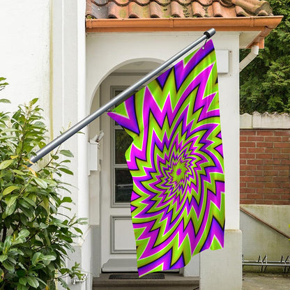 Green Big Bang Moving Optical Illusion Polyester Flag