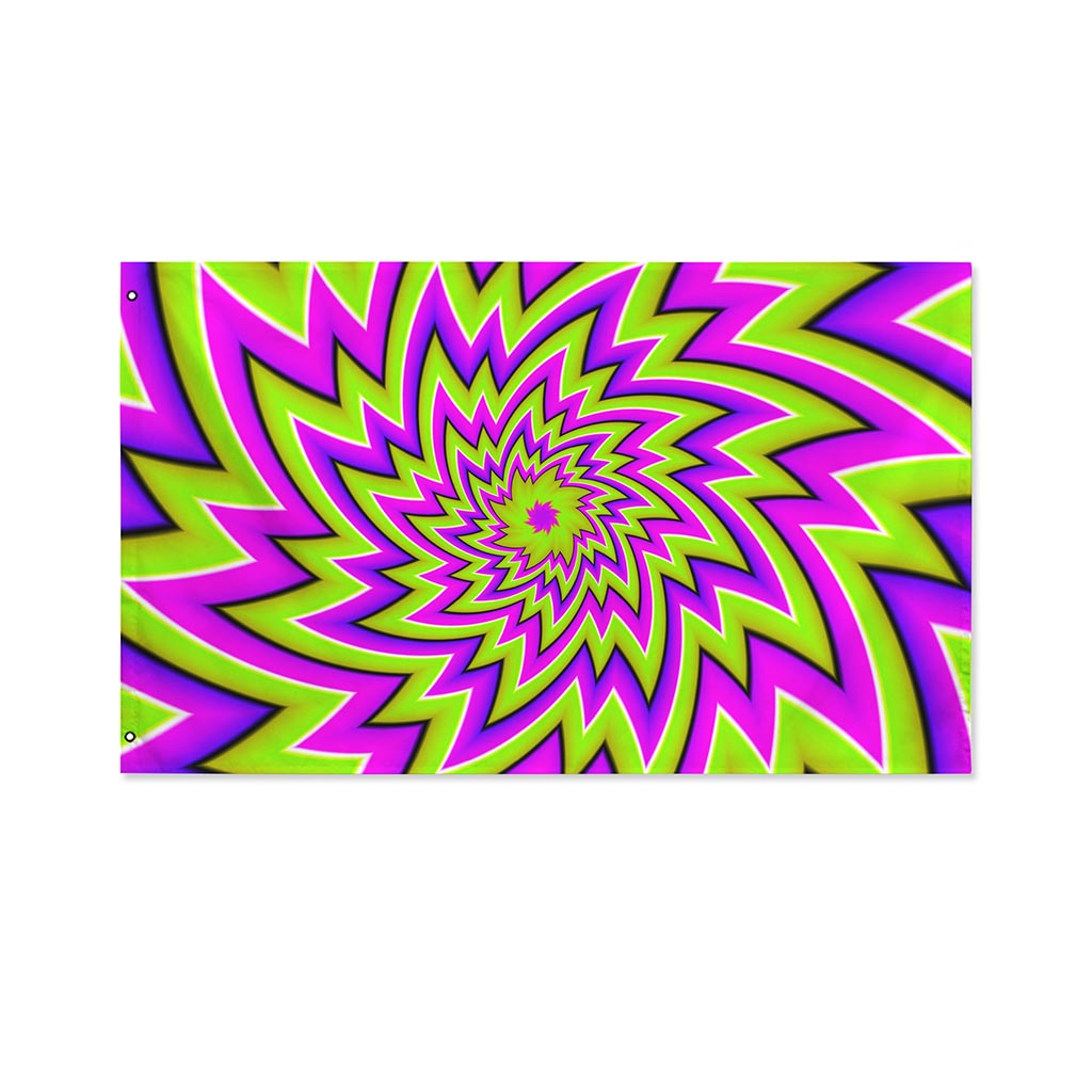 Green Big Bang Moving Optical Illusion Polyester Flag