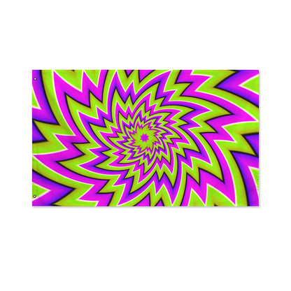 Green Big Bang Moving Optical Illusion Polyester Flag