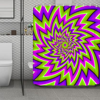 Green Big Bang Moving Optical Illusion Polyester Shower Curtain