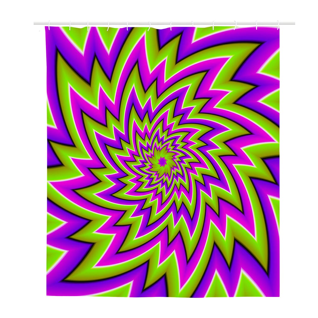Green Big Bang Moving Optical Illusion Polyester Shower Curtain