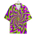 Green Big Bang Moving Optical Illusion Rayon Hawaiian Shirt