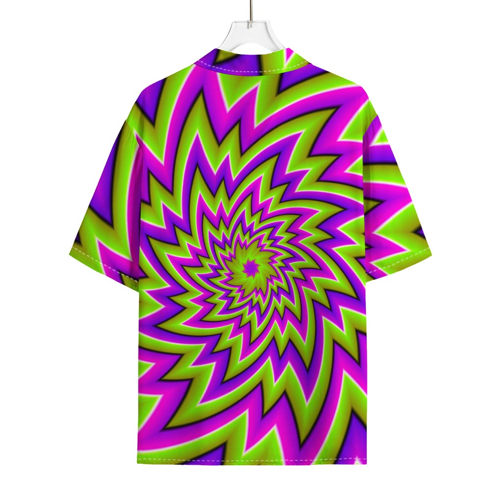 Green Big Bang Moving Optical Illusion Rayon Hawaiian Shirt