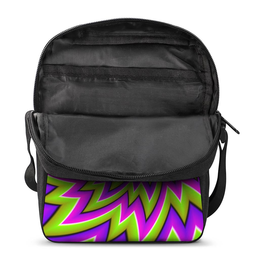 Green Big Bang Moving Optical Illusion Rectangular Crossbody Bag