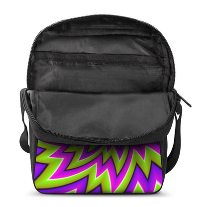 Green Big Bang Moving Optical Illusion Rectangular Crossbody Bag