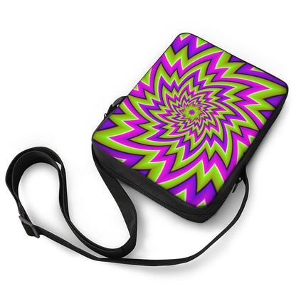 Green Big Bang Moving Optical Illusion Rectangular Crossbody Bag