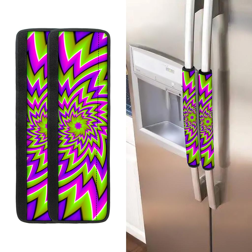 Green Big Bang Moving Optical Illusion Refrigerator Handle Covers
