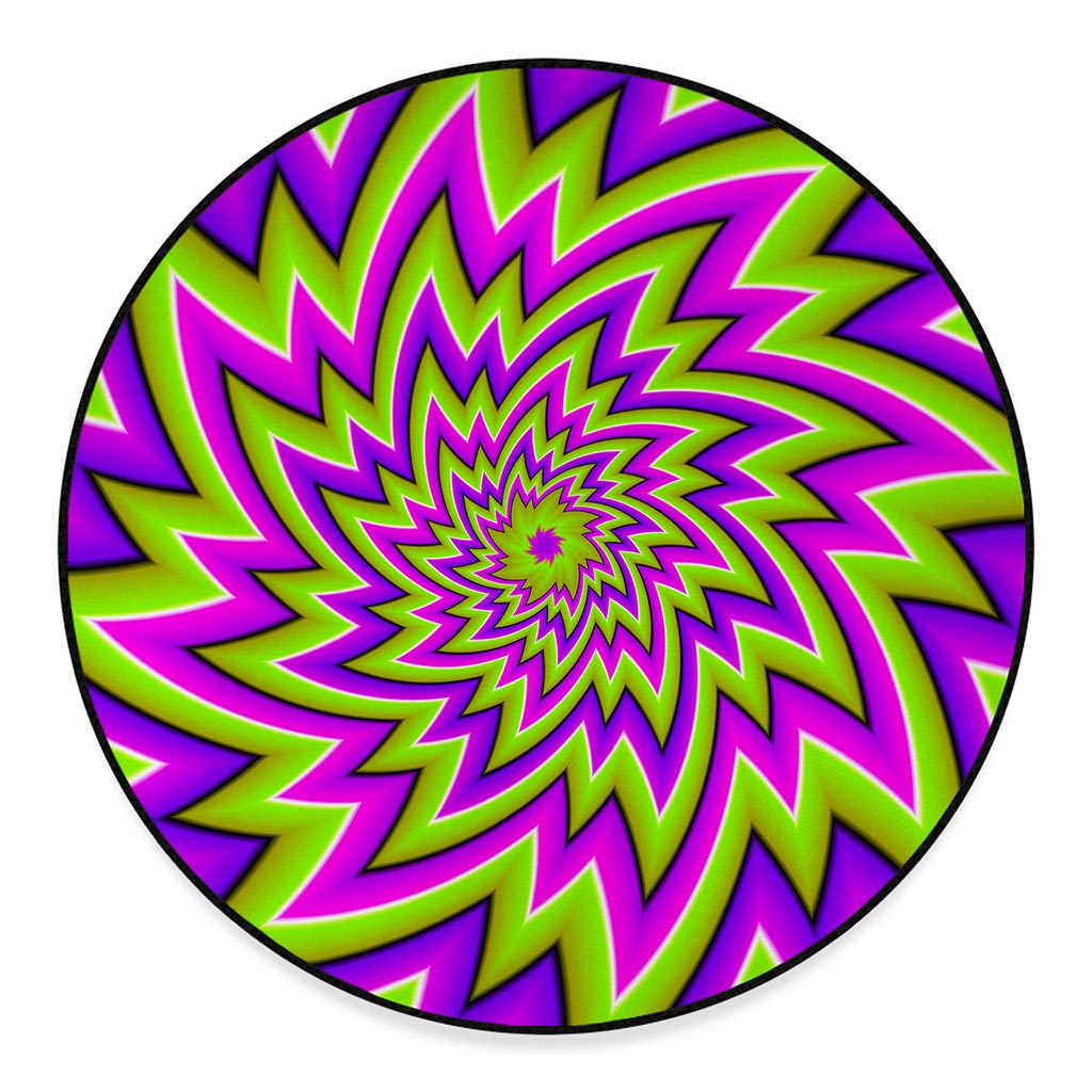 Green Big Bang Moving Optical Illusion Round Floor Mat