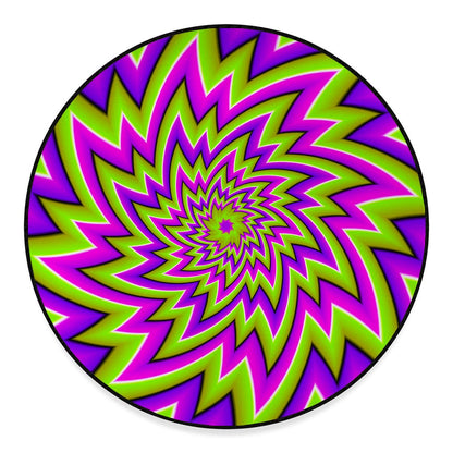 Green Big Bang Moving Optical Illusion Round Floor Mat