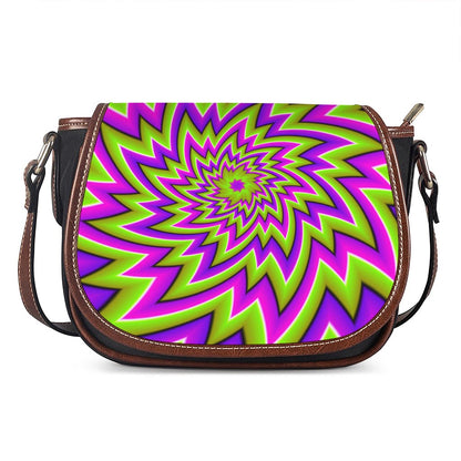 Green Big Bang Moving Optical Illusion Saddle Bag