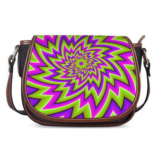 Green Big Bang Moving Optical Illusion Saddle Bag