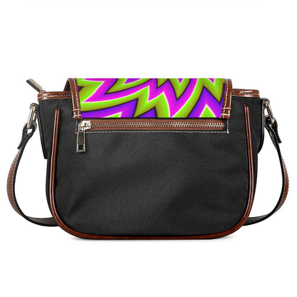 Green Big Bang Moving Optical Illusion Saddle Bag