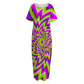 Green Big Bang Moving Optical Illusion Short Sleeve Long Nightdress