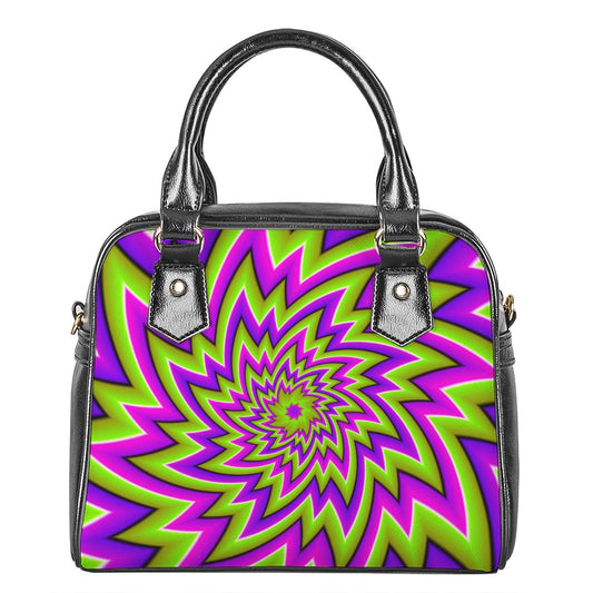 Green Big Bang Moving Optical Illusion Shoulder Handbag