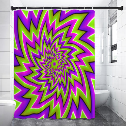 Green Big Bang Moving Optical Illusion Shower Curtain