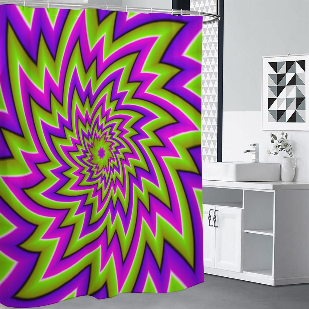 Green Big Bang Moving Optical Illusion Shower Curtain