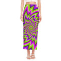 Green Big Bang Moving Optical Illusion Side Slit Maxi Skirt