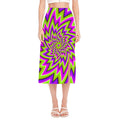 Green Big Bang Moving Optical Illusion Side Slit Midi Skirt