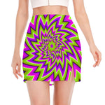 Green Big Bang Moving Optical Illusion Side Slit Mini Skirt
