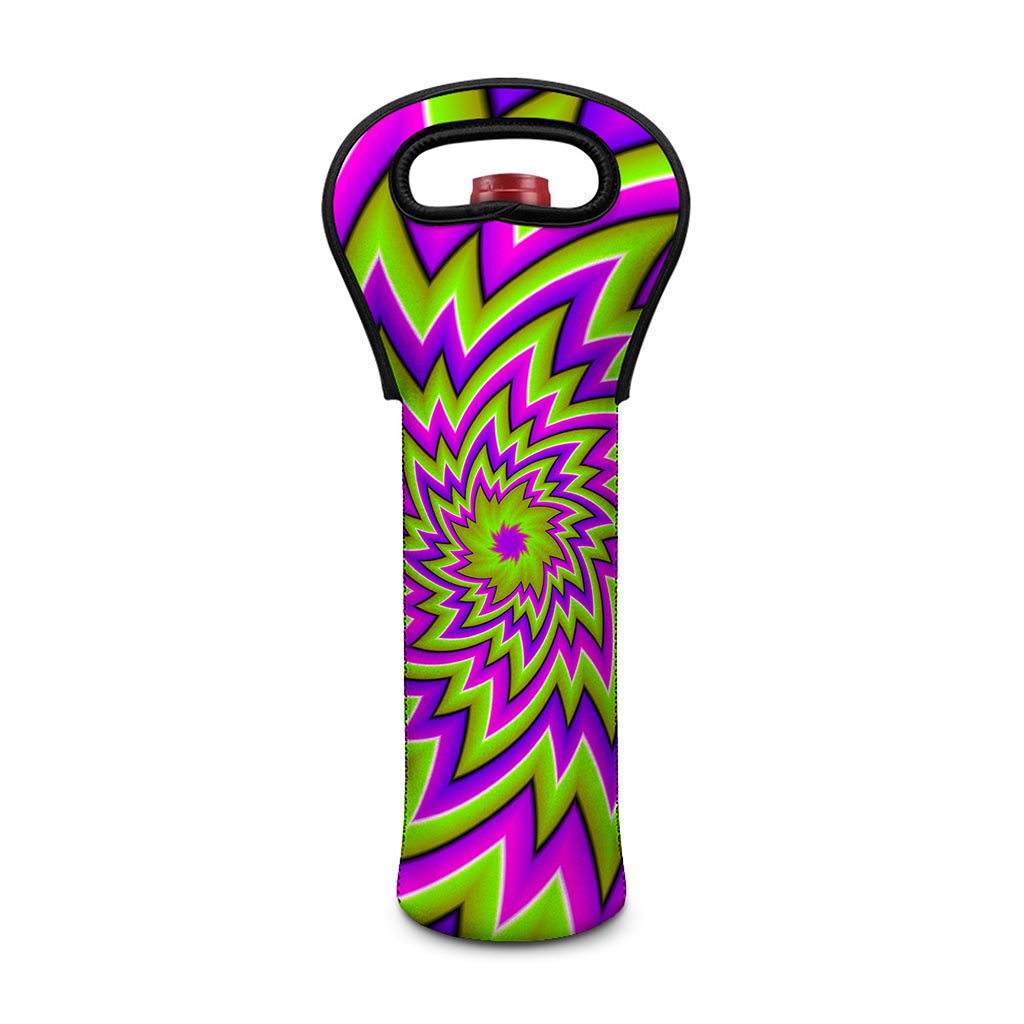 Green Big Bang Moving Optical Illusion Single Neoprene Wine Tote