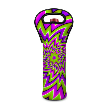 Green Big Bang Moving Optical Illusion Single Neoprene Wine Tote