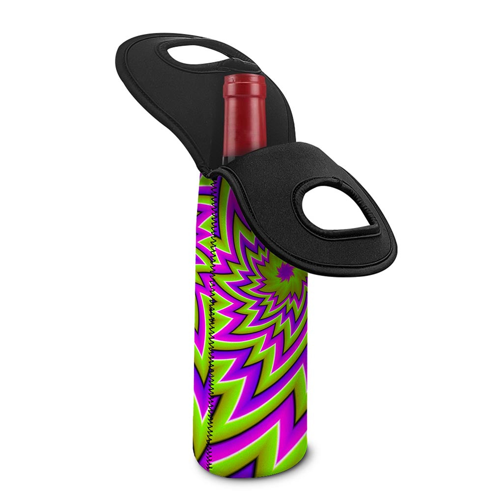 Green Big Bang Moving Optical Illusion Single Neoprene Wine Tote