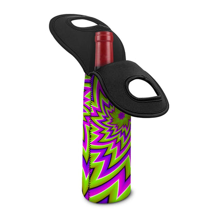 Green Big Bang Moving Optical Illusion Single Neoprene Wine Tote