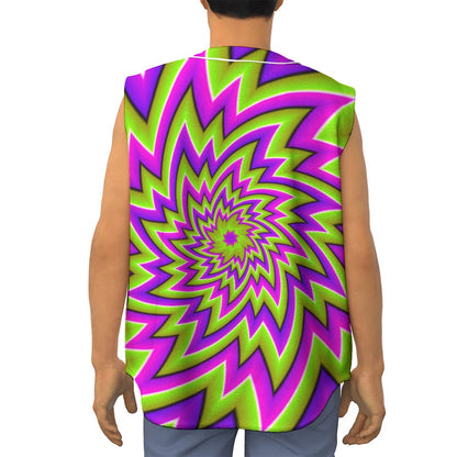 Green Big Bang Moving Optical Illusion Sleeveless Baseball Jersey