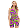 Green Big Bang Moving Optical Illusion Sleeveless One Piece Swimsuit