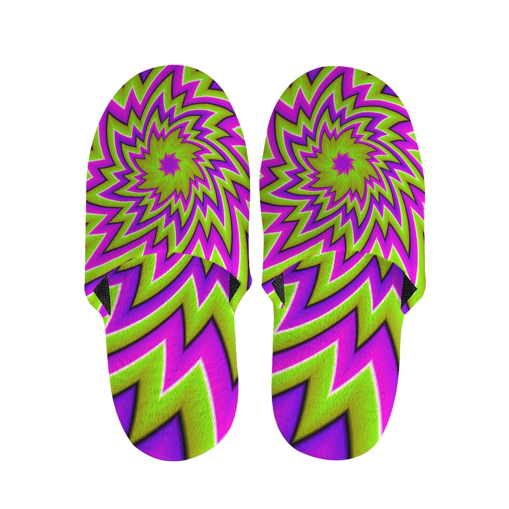 Green Big Bang Moving Optical Illusion Slippers