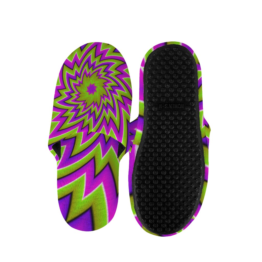 Green Big Bang Moving Optical Illusion Slippers