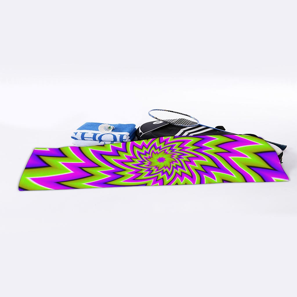 Green Big Bang Moving Optical Illusion Sports Towel