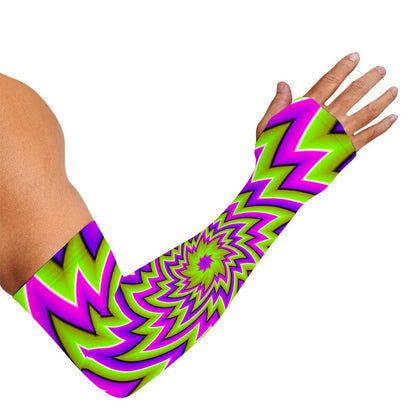 Green Big Bang Moving Optical Illusion Sun Protection Arm Sleeves