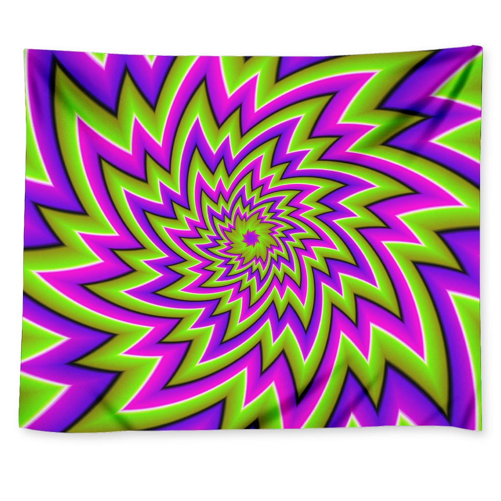 Green Big Bang Moving Optical Illusion Tapestry