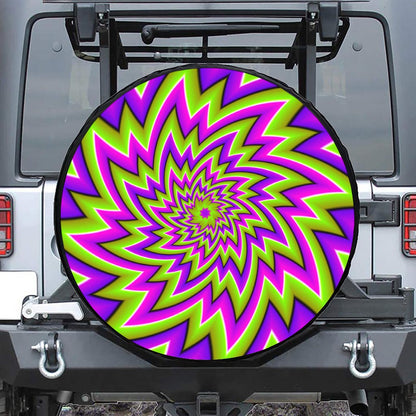 Green Big Bang Moving Optical Illusion Tire Cover