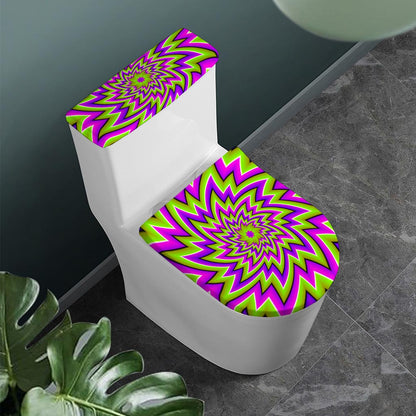Green Big Bang Moving Optical Illusion Toilet Lid And Tank Cover Set