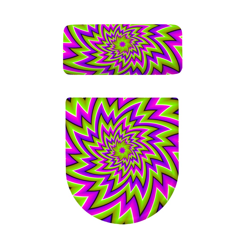 Green Big Bang Moving Optical Illusion Toilet Lid And Tank Cover Set